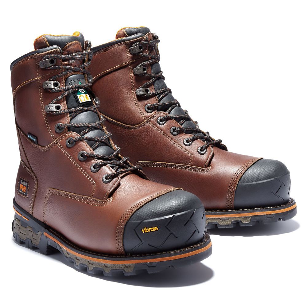 Botas de Trabajo Timberland Hombre Pro® Boondock 8\" Comp Toe Marrones/Negras - Chile MSW-238194